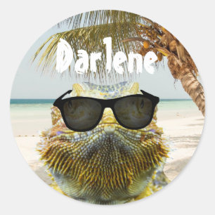 Sticker Rond Personnaliser le plaisir de la plage d'été