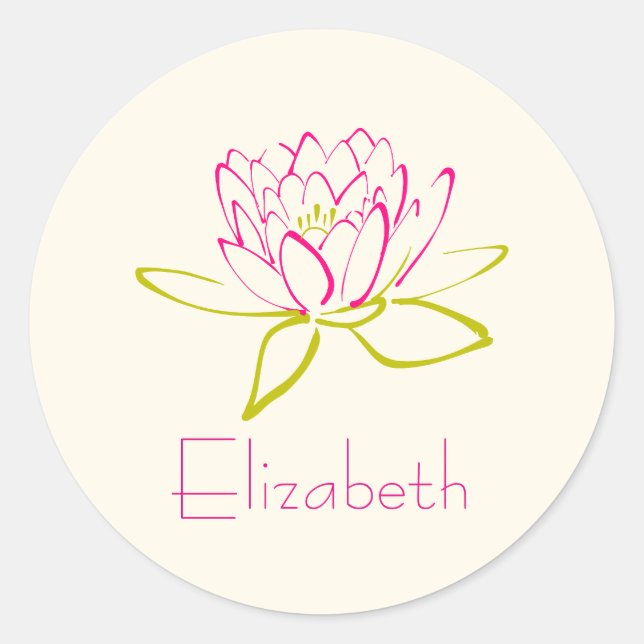 Sticker Rond Personnaliser Lotus Flower / Eau Lily Illustration (Devant)