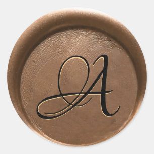 Sticker Rond *~* PERSONNALISER Monogram GOLD Black Wax Seal