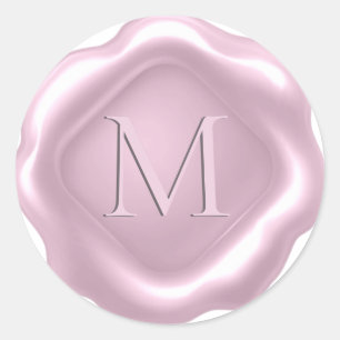 Sticker Rond *~* PERSONNALISER Monogram ROSE Sceau de cire d'or