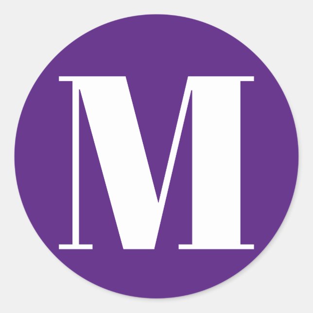 Sticker Rond Personnaliser monogramme nombre initial violet bla (Devant)