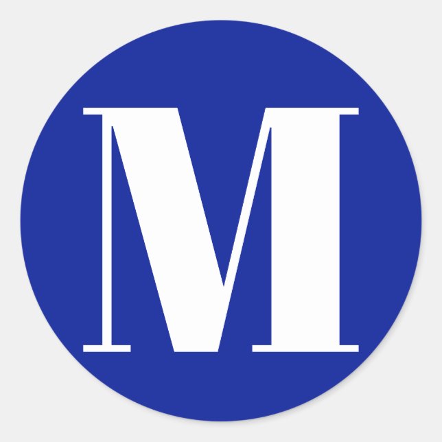 Sticker Rond Personnaliser monogramme numéro initial cobalt ble (Devant)