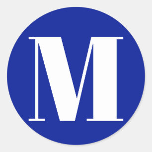 Sticker Rond Personnaliser monogramme numéro initial cobalt ble
