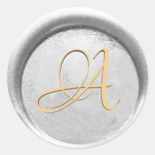 Sticker Rond *~* PERSONNALISER Monogramme Sceau de cire d'argen