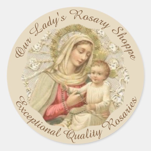 Sticker Rond PERSONNALISER Notre-Dame du Rosaire Bébé Jésus (Devant)