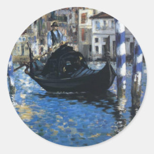 Sticker Rond Personnaliser Peace Water Stream Boats Art Edouard