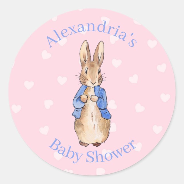 Sticker Rond Personnaliser Pierre le Baby shower lapin (Devant)