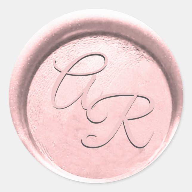 Sticker Rond *~* PERSONNALISER ROSE GOLD BLUSH Cire à cacheter  (Devant)
