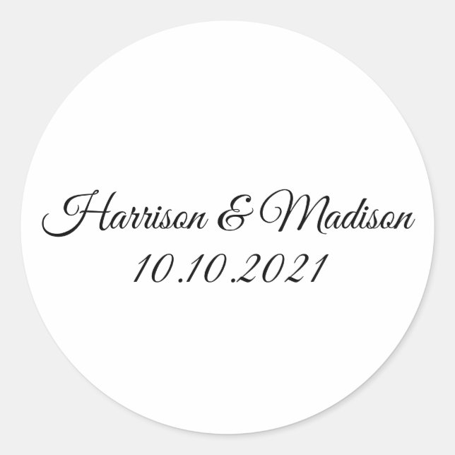 Sticker Rond personnaliser texte Mariage cadeaux faveurs (Devant)