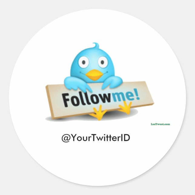 Sticker Rond Personnaliser Twitter ID Suivez-moi Oiseaux Sticke (Devant)