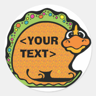 Sticker Rond Personnaliser un dinosaure,<YOUR TEXT>