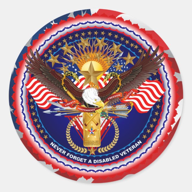 Sticker Rond Personnaliser vétéran Modifier et modifier la coul (Devant)