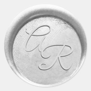Sticker Rond *~* PERSONNALISEZ Élégant Sceau de Cire Argenté po