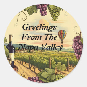Sticker Rond Personnalisez les salutations de la Napa Valley