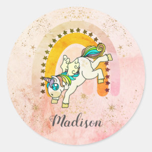 Sticker Rond Personnalité de l'Unicorn Rainbow