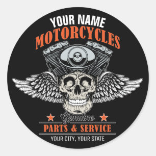 Sticker Rond Personnalized Biker Flying