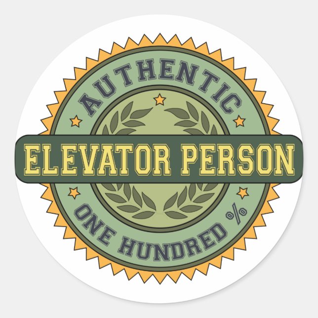Sticker Rond Personne d'ascenseur authentique (Devant)