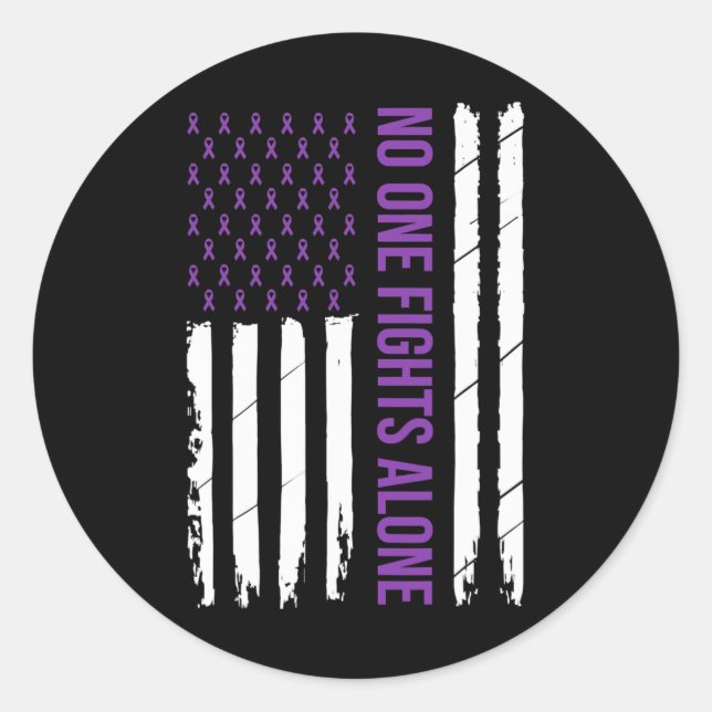 Sticker Rond Personne ne se bat seul Ruban violet Alzheimer's A (Devant)