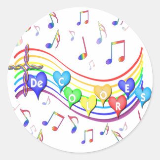 Sticker Rond Personnel De La Musique De Colores