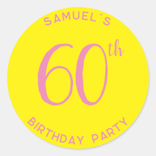 Sticker Rond Personnelle 60e anniversaire fête moderne (Devant)