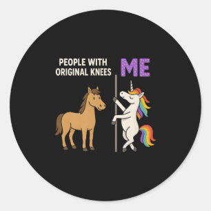 Sticker Rond Personnes Avec Les Genoux D'Origine Et Moi Unicorn