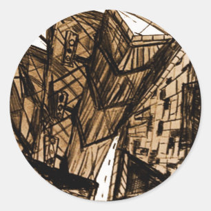 Sticker Rond perspective basse blanche