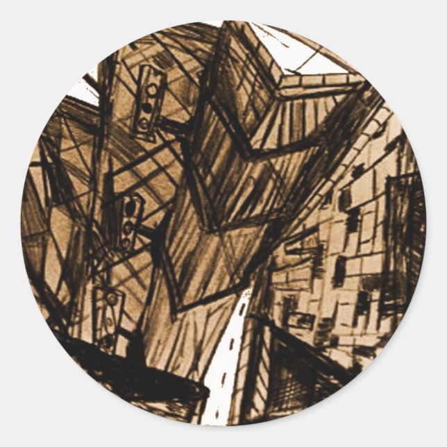 Sticker Rond perspective basse blanche (Devant)