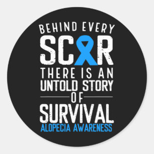 Sticker Rond Perte de cheveux calcaire Bleu Ruban Alopecia Area