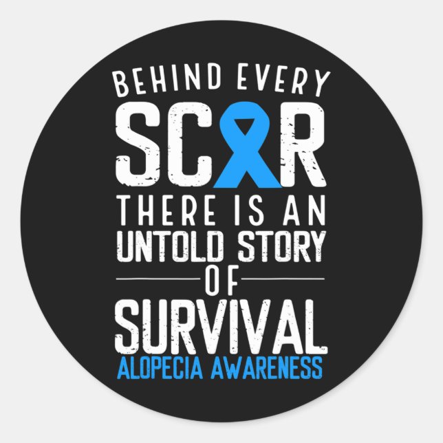 Sticker Rond Perte de cheveux calcaire Bleu Ruban Alopecia Area (Devant)