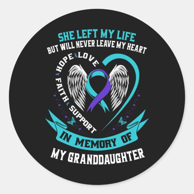 Sticker Rond Perte En Mémoire De Mon Grand-Fille Suicide (Devant)