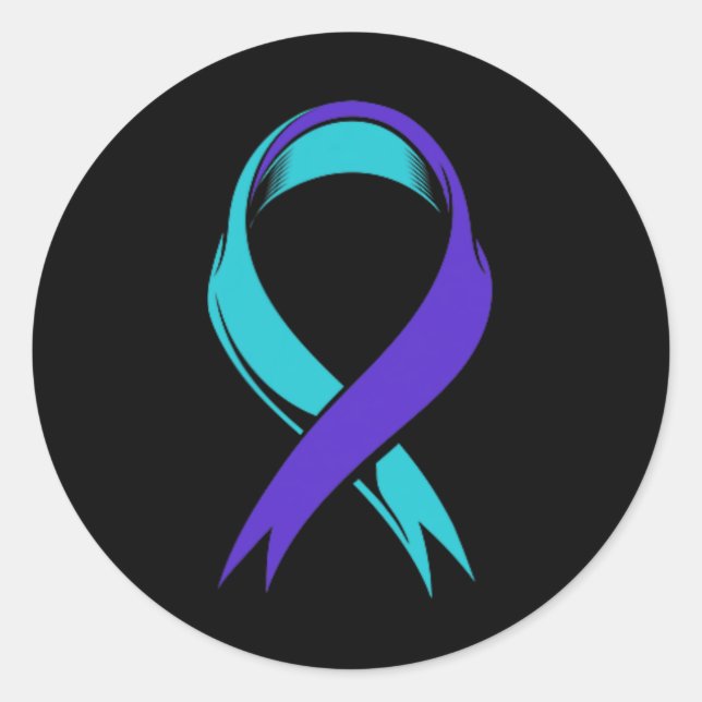 Sticker Rond Perte turquoise Et Violette De La Prévention Du Su (Devant)
