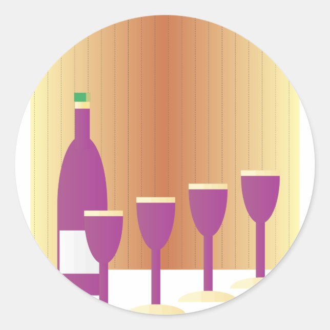 Sticker Rond Pesah Quatre Tasses De Vin (Devant)
