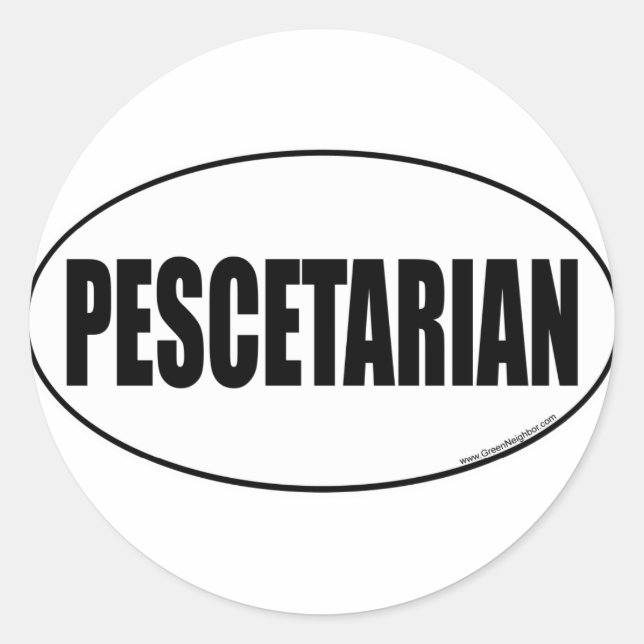 Sticker Rond Pescétarien, Pescotarien (Devant)