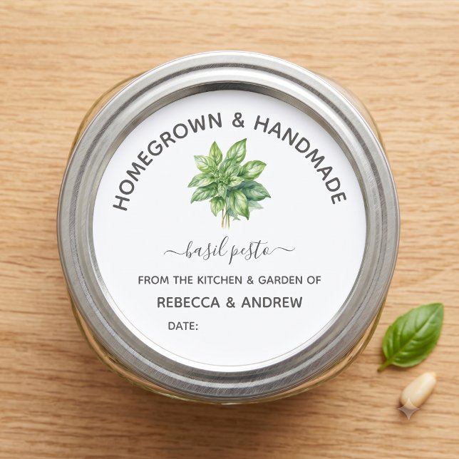 Sticker Rond Pesto de Basilic Façon Maison et Fait Main Conserv (Créateur téléchargé)
