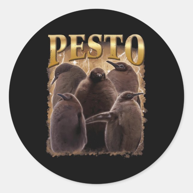 Sticker Rond Pesto Le Pingouin Funny Ba1 (Devant)