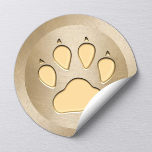 Sticker Rond Pet Care Chien Empreinte de patte Gold