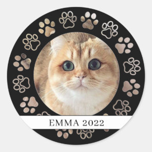 Sticker Rond Pet Paw Personnalisé Chat Photo Ornement en cérami