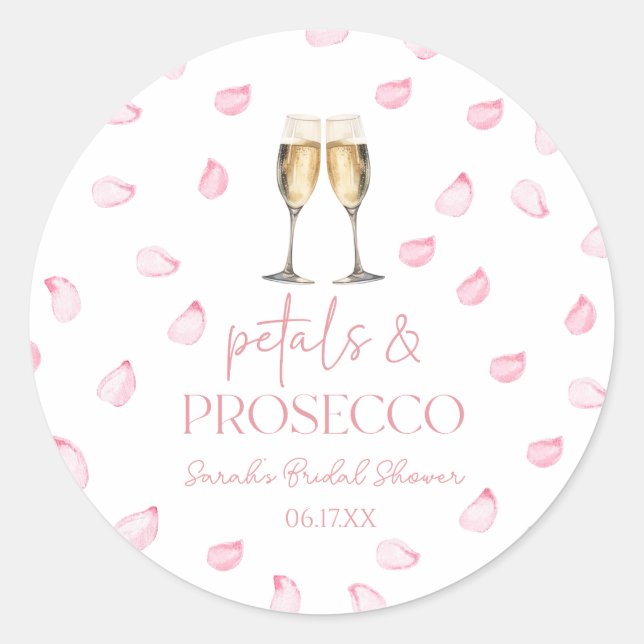 Sticker Rond Pétales & Champagne Prosecco Enterrement de Vie de (Devant)