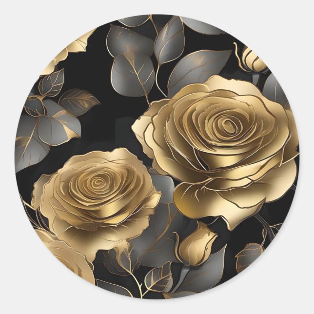 Sticker Rond Pétales d'or rose (Devant)