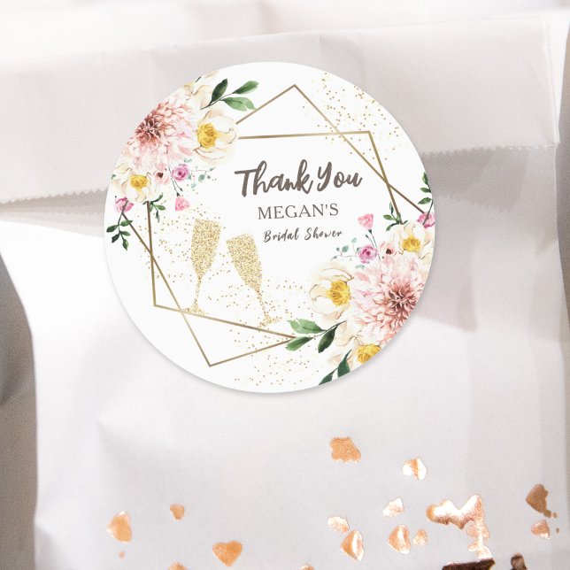 Sticker Rond Pétales et poursuites | Floral Rose Gold Fête des  (Créateur téléchargé)