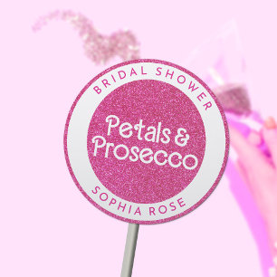 Sticker Rond Pétales et Prosecco Arche florale Bohème Baby Show