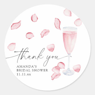 Sticker Rond Pétales et Prosecco - merci pour la fête de mariag