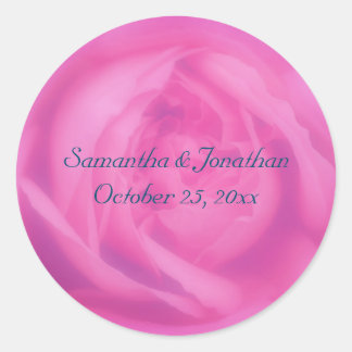 Sticker Rond Pétales rose rose Mariage floral Personnalisé