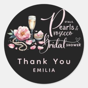 Sticker Rond Petals Pearls Prosecco préfère la Fête des mariées