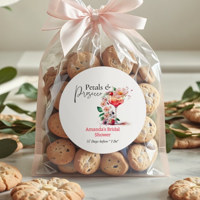 Sticker Rond Petals Prosecco Garden Fête des mariées florale Fa (Créateur téléchargé)