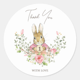 Sticker Rond Peter le lapin Baby Girl Anniversaire