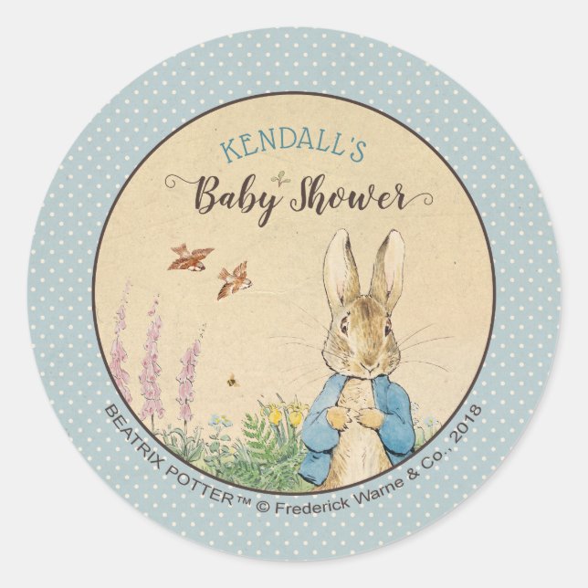 Sticker Rond Peter Rabbit | Baby shower garçon (Devant)