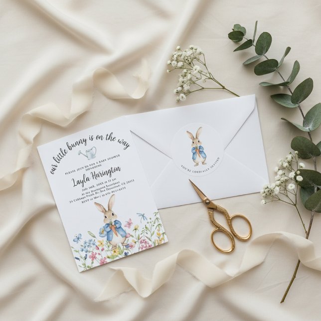 Sticker Rond Peter Rabbit Garden Party Baby Shower (Créateur téléchargé)