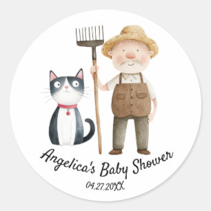 Sticker Rond Peter Rabbit M. McGregor et Baby shower de chats
