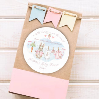 Sticker Rond Peter the Rabbit Clothesline Baby Shower Thank You
